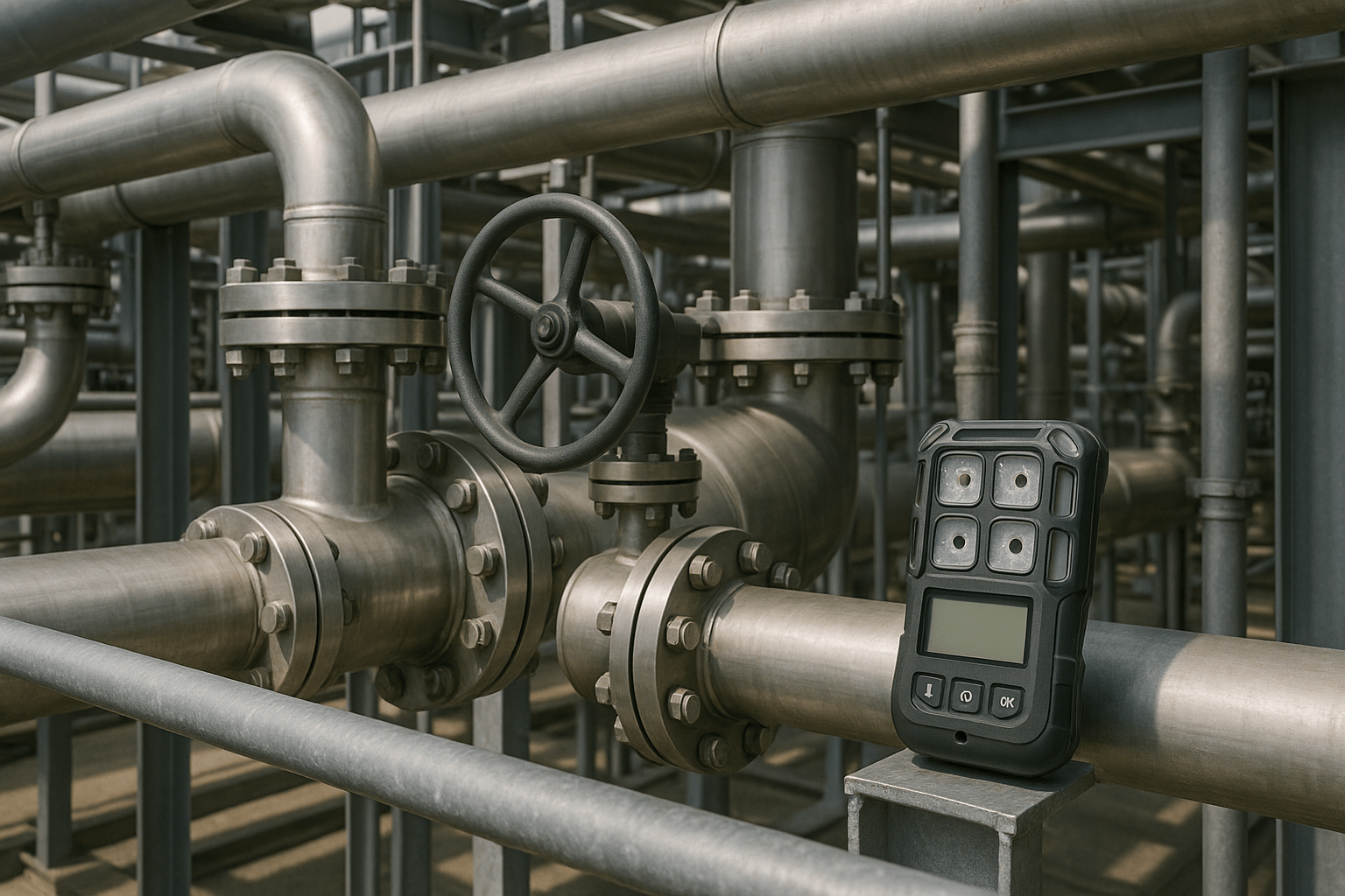 Detektory wielogazowe wykrywają obecność gazów w środowisku przemysłowym.